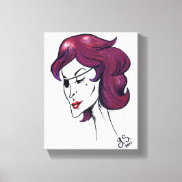 Impressão Em Tela Dama Pirata Violeta Mulher Cabelo Roxo Desenho Art