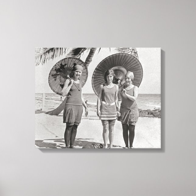 Impressão Em Tela Damas na Praia, 1920 (Frente)