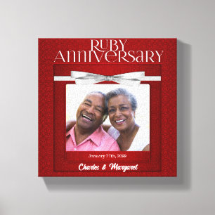 Impressão Em Tela Damasco Vermelho do Aniversário de Casamento Ruby