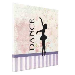 Impressão Em Tela Dança - Ballerina Silhouette Vintage Fundo