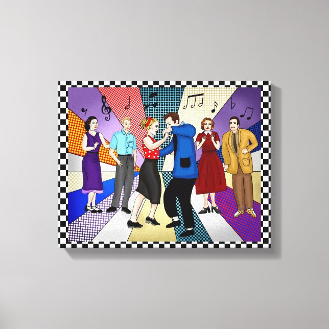 Impressão Em Tela Dança de casal | Retro Nostalgia 1950 (Frente)