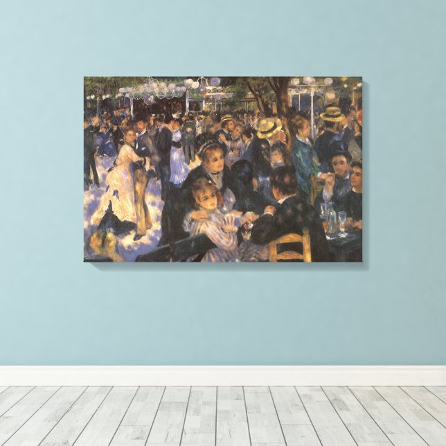 Impressão Em Tela Dança no Le Moulin de la Galette por Pierre Renoir (Insitu(piso de madeira))