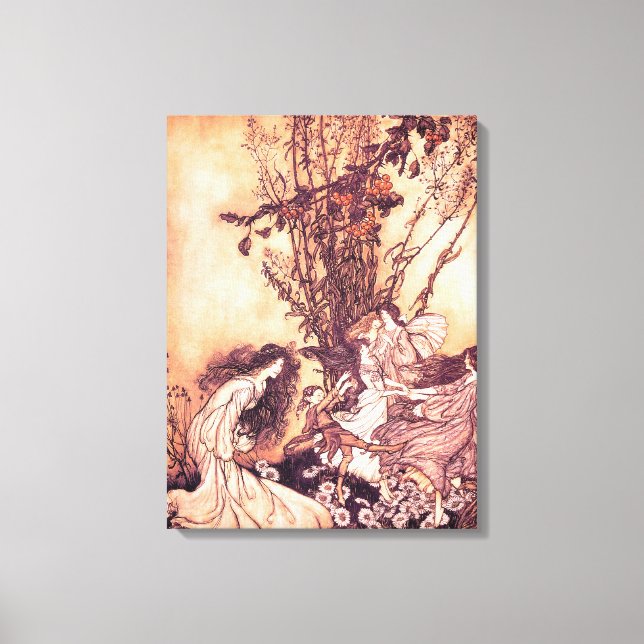 Impressão Em Tela Dançar com Fairies Arthur Rackham Ilustração (Frente)