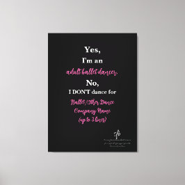 Impressão Em Tela Dançarino de Balé Adulto Rosa Quente/Texto Branco