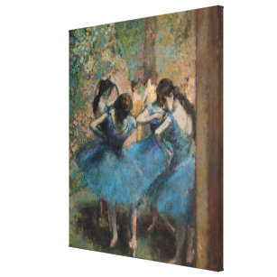 Impressão Em Tela Dançarinos de Edgar Degas   no azul, 1890