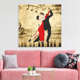 Impressão Em Tela Dançarinos Elegantes na Vintage Sheet Music