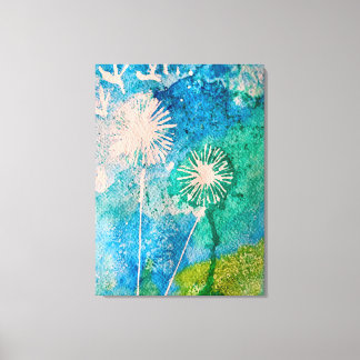 Impressão Em Tela Dandelion abstrato azul e verde