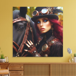 Impressão Em Tela Dark Rider Steampunk Lady Vitoriana
