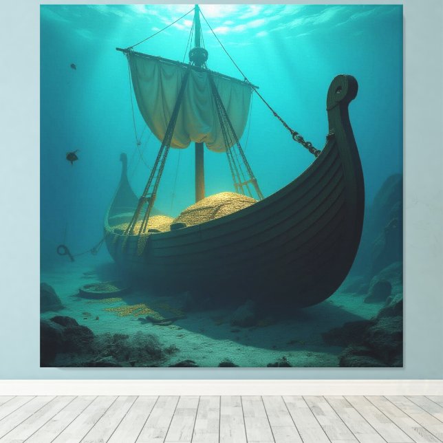 Impressão Em Tela   „Das versunkene Gold der Wikinger“   (Insitu(piso de madeira))