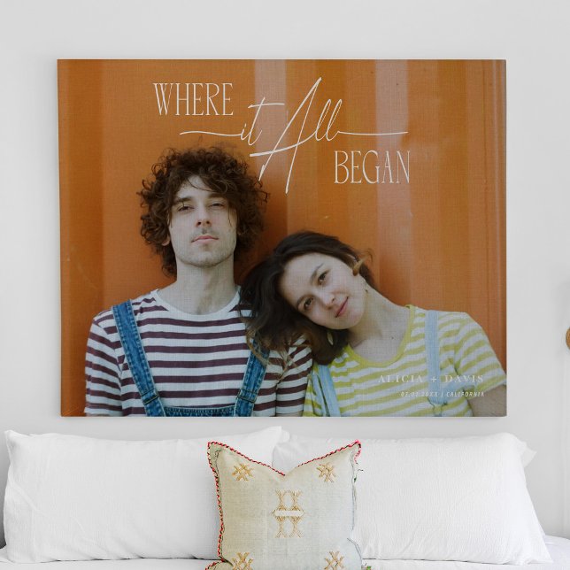 Impressão Em Tela Data de Casamento do Noivado do Aniversário de Fot (Criador carregado)