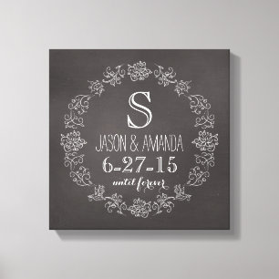 Impressão Em Tela Data personalizada do casamento do monograma do