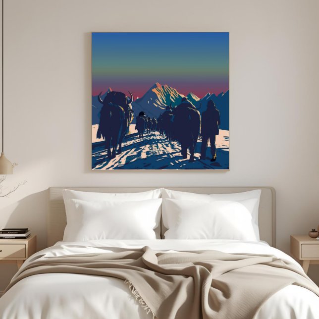 Impressão Em Tela Dawn Yak Caravan Everest Collectible Artwork (Criador carregado)