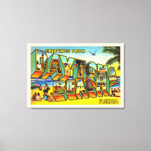 Impressão Em Tela Daytona Beach Flórida FL Large - Letra Postal