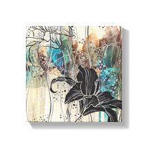 "Dazzling Black Bloom" 10" x10"