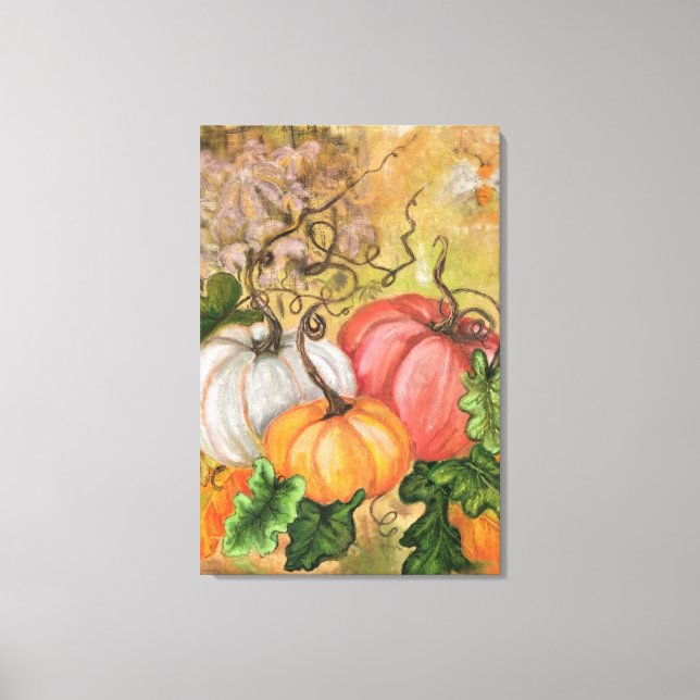 Impressão em Tela de Abóboras Halloween - Pintura (Frente)