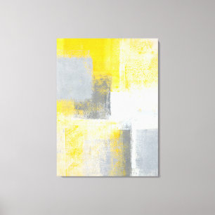 Impressão Em Tela De "arte abstracta cinzenta e amarela da caixa
