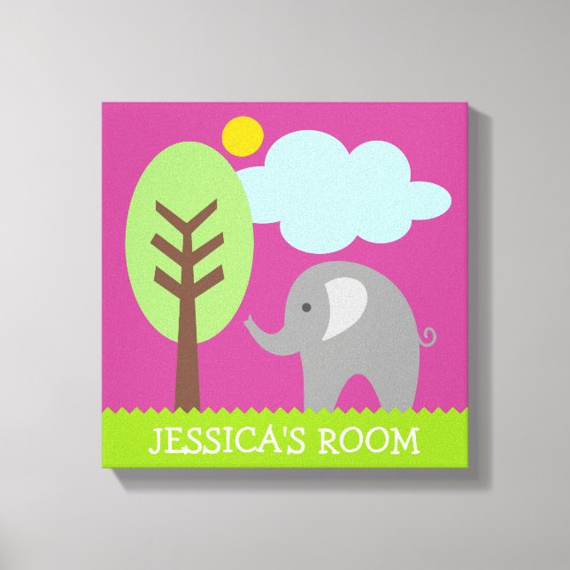 Impressão em tela de arte de elefante para quarto  (Frente)