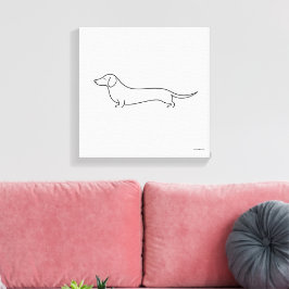 Impressão em Tela de Arte de Linha Única de Dachsh