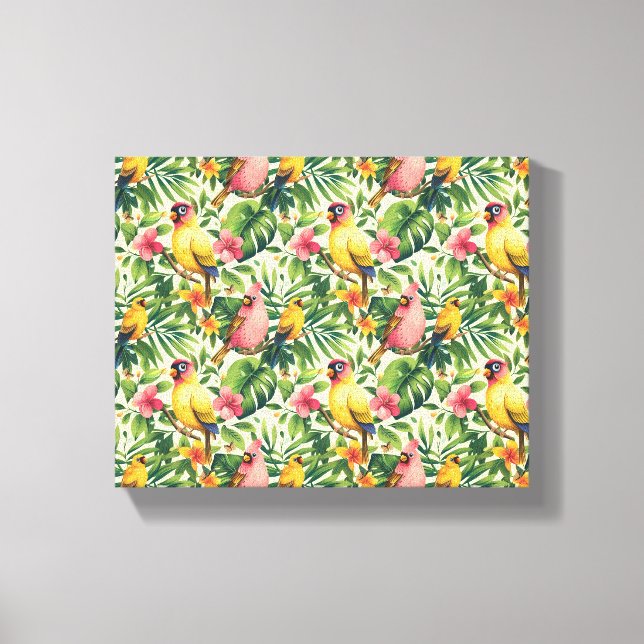 Impressão em Tela de Arte de Pássaros e Flores Tro (Frente)