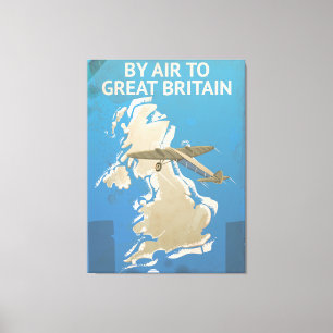 Impressão Em Tela De avião para a Grã-Bretanha Cartaz de viagem vint