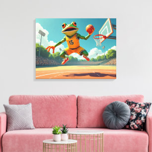 Impressão em tela de Basketball Frog
