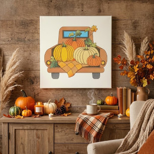 : Impressão em Tela de Caminhão de Abóbora Vintage