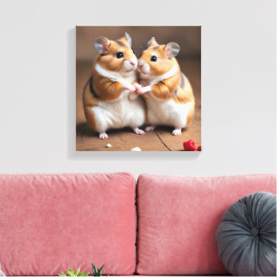 Impressão em Tela de Casal de Hamsters Fofos