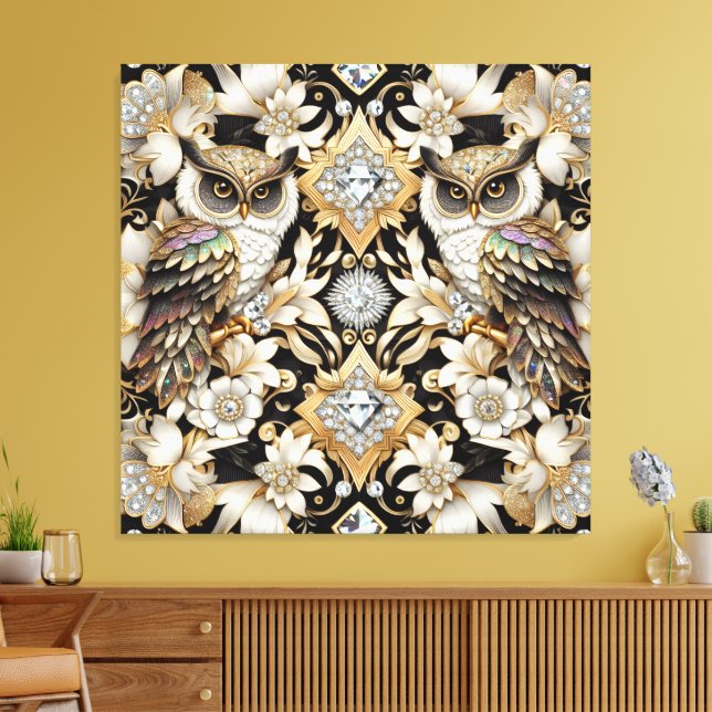 Impressão em tela de corujas em arco-íris Art Déco (Insitu(Sala de estar))