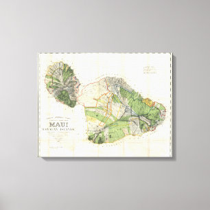 Impressão Em Tela De De Witt Alexander mapa 1885 de parede de Maui,