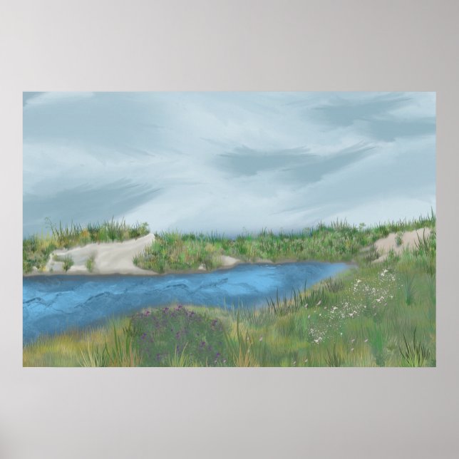 Impressão em Tela de Enseada à Beira-Mar (Frente)