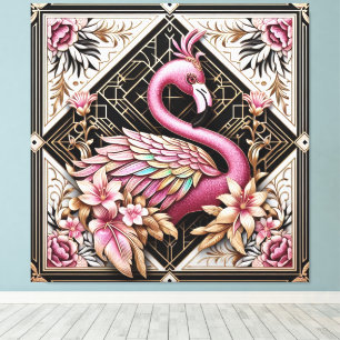 Impressão em tela de flamingo rosa Art Deco