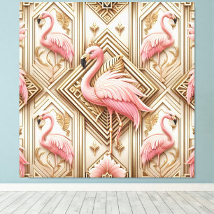 Impressão em tela de flamingo rosa Art Deco