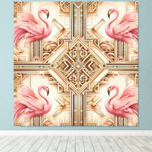 Impressão em tela de flamingo rosa Art Deco