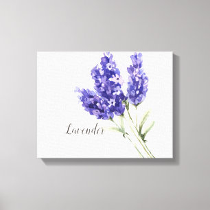 Impressão em Tela de Flores de Lavanda em Aquarela