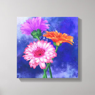 Impressão em Tela de Gerberas de Três Cores - Pint