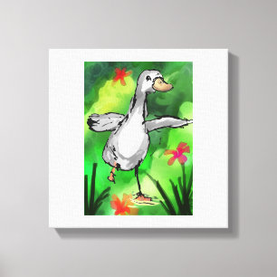 Impressão em Tela de Lago de Patos em Aquarela Ser