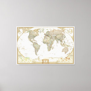 impressão em tela de mapa antigo do mundo