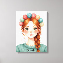 Impressão em Tela de Menina Personalizada de Fio e