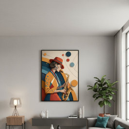 Impressão em Tela de Mulher de Jazz Abstrata Elega