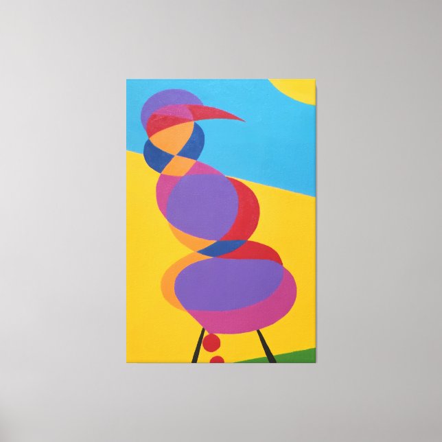 Impressão em Tela de Pássaro Abstrato Colorido (Frente)