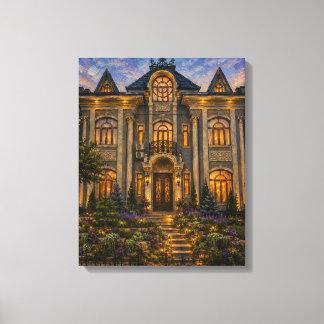 Impressão em tela de pintura a óleo de casa de cid