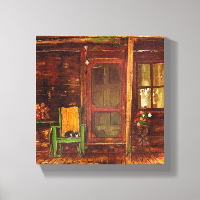 Impressão em Tela de Pintura a Óleo de Varanda de  (Frente)