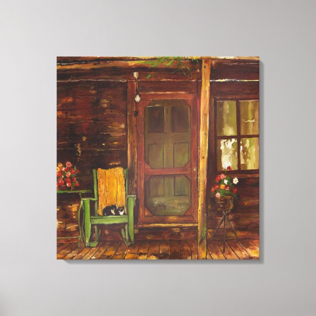 Impressão em tela de pintura a óleo de varanda de  (Frente)