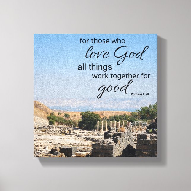 Impressão em tela de Romans 8:28 (Frente)