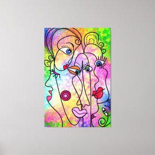 Impressão em Tela de Rosto Abstrato - Pintura Mode