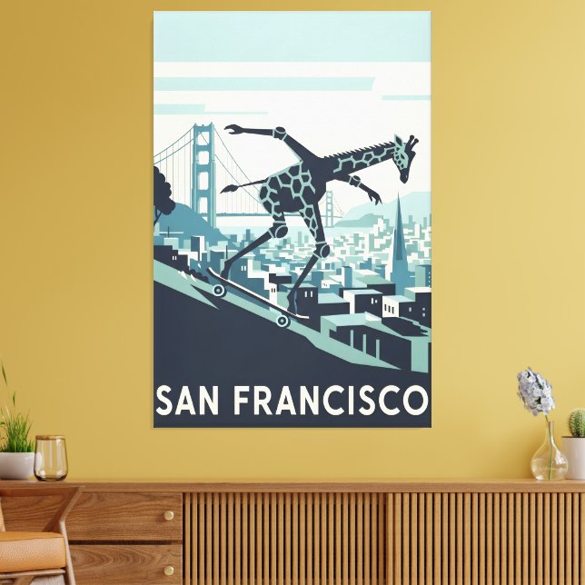impressão em tela de San Francisco estilizada em a (Insitu(Sala de estar))