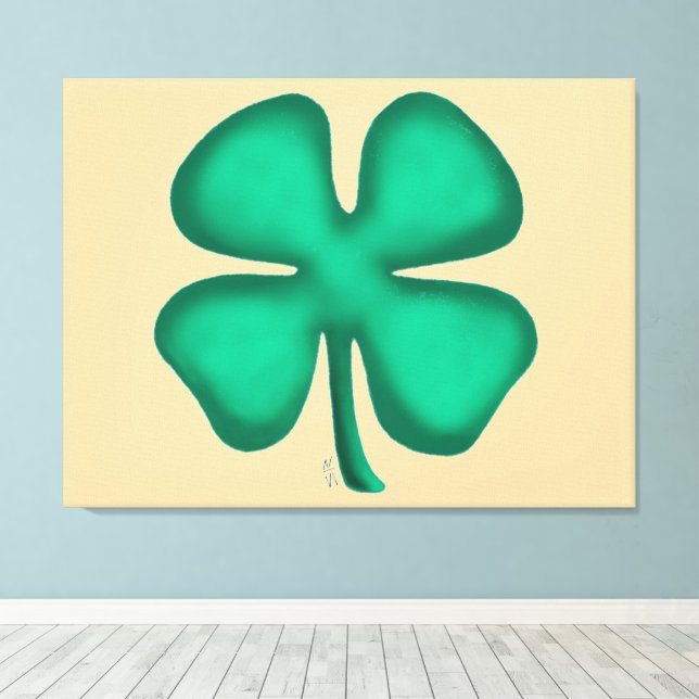 Impressão em tela de trevo irlandês Lucky 4 Leaf b (Insitu(piso de madeira))