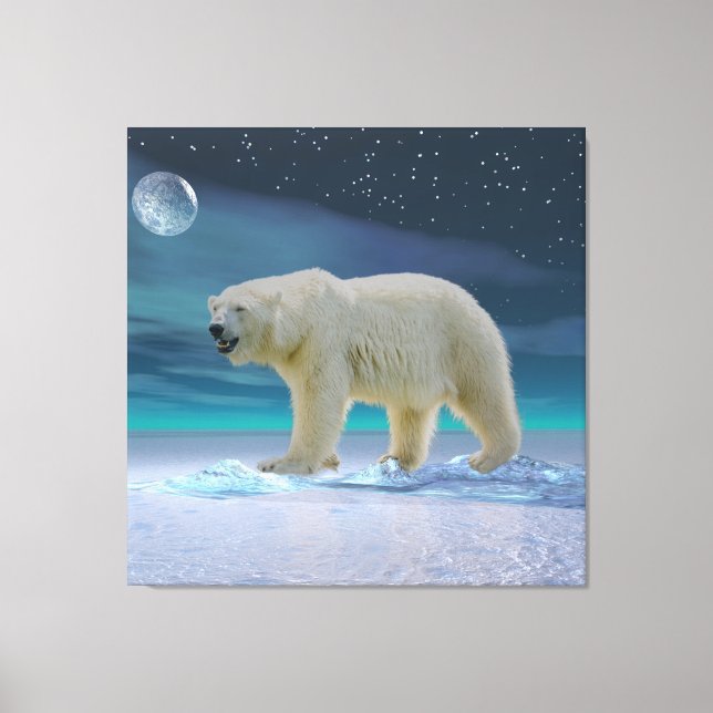 Impressão em Tela de Urso Polar ao Luar (Frente)
