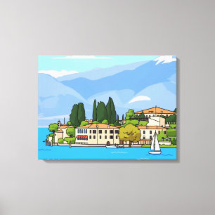 Impressão em tela de vista do Lago de Garda San Vi