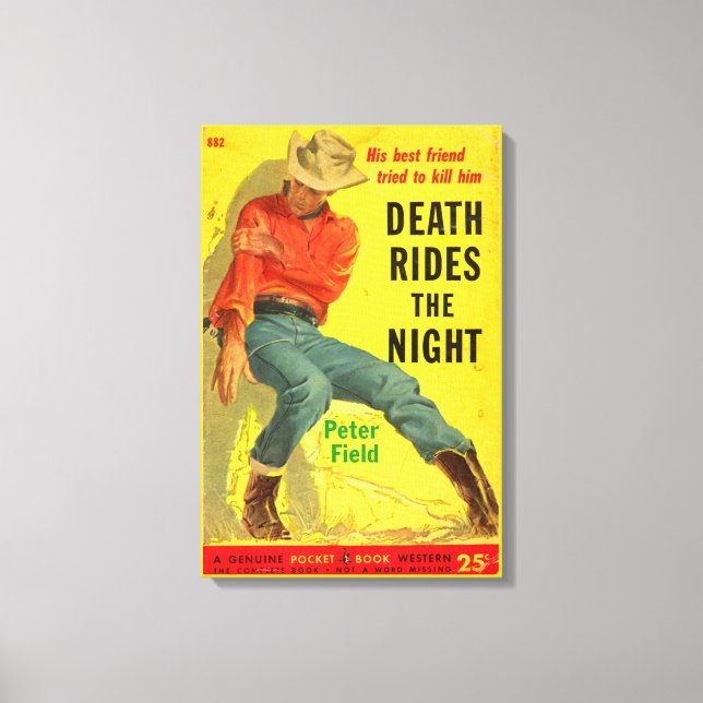 Impressão Em Tela Death Rides the Night Western book cobrir (Frente)